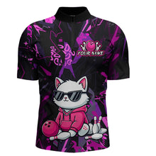 Load image into Gallery viewer, Custom Funny Cat Bowling Bowling Jersey for Men Bowling Team Shirts Polo &amp; 1/4 Zip HNT194