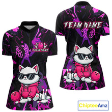Load image into Gallery viewer, Custom Funny Cat Bowling Bowling Jersey for Women Bowling Team Shirts Polo &amp; 1/4 Zip HNT194