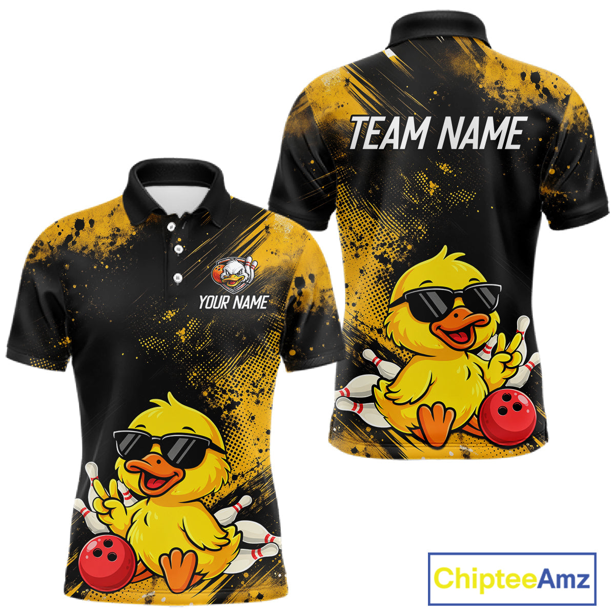 Funny Yellow Duck Custom Bowling Team for Bowler Bowling Jerseys for Men Bowling League HNT564
