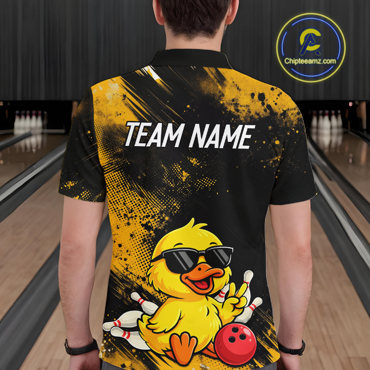 Funny Yellow Duck Custom Bowling Team for Bowler Bowling Jerseys for Men Bowling League HNT564