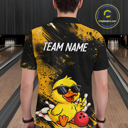 Funny Yellow Duck Custom Bowling Team for Bowler Bowling Jerseys for Men Bowling League HNT564