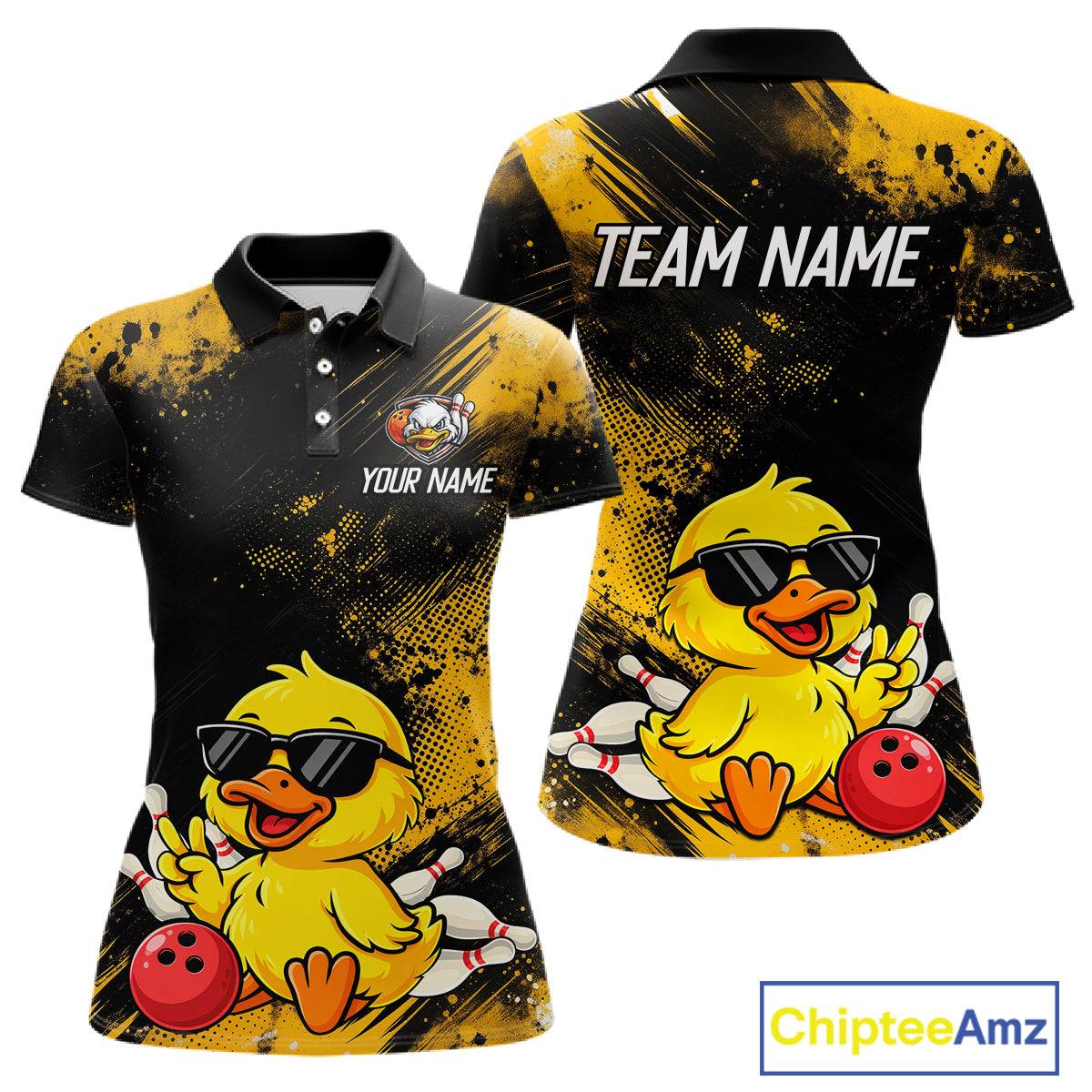 Funny Yellow Duck Custom Bowling Team for Bowler Bowling Jerseys for Women Bowling League HNT564