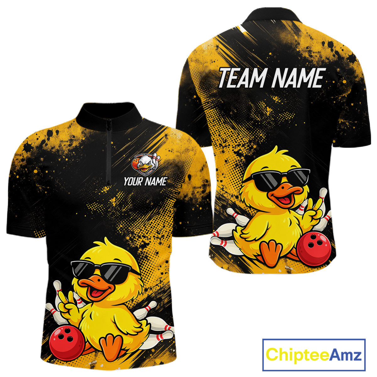 Funny Yellow Duck Custom Bowling Team for Bowler Bowling Jerseys for Men Bowling League HNT564