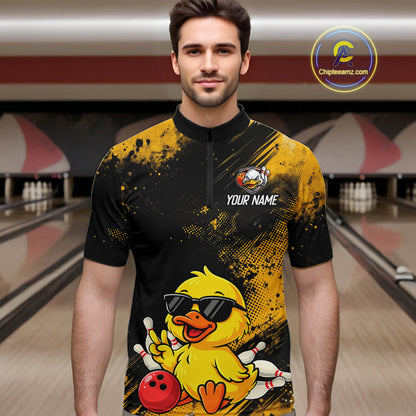 Funny Yellow Duck Custom Bowling Team for Bowler Bowling Jerseys for Men Bowling League HNT564