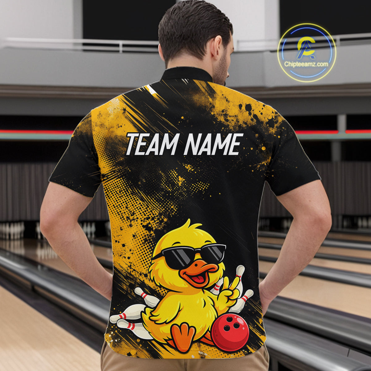 Funny Yellow Duck Custom Bowling Team for Bowler Bowling Jerseys for Men Bowling League HNT564