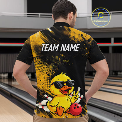 Funny Yellow Duck Custom Bowling Team for Bowler Bowling Jerseys for Men Bowling League HNT564
