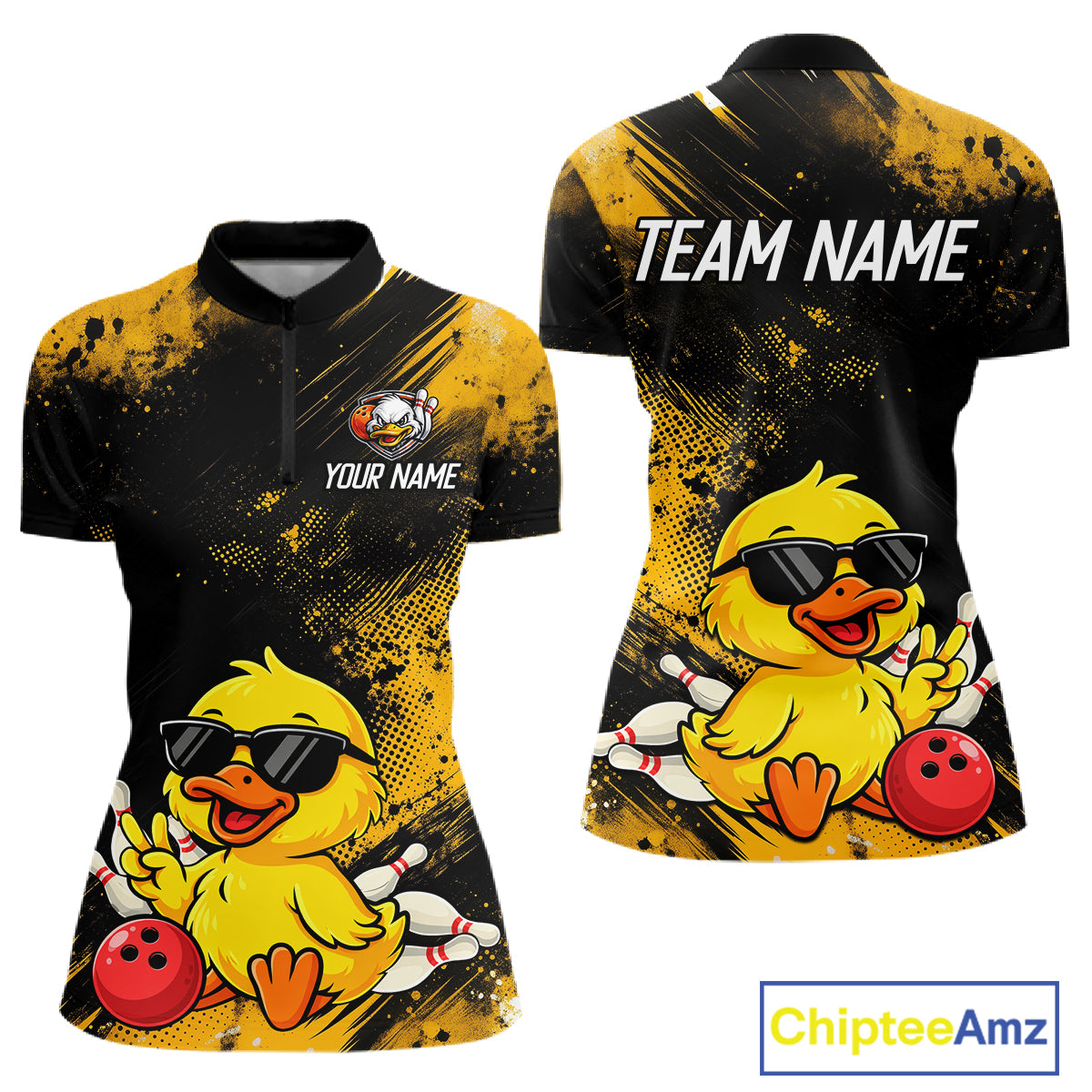 Funny Yellow Duck Custom Bowling Team for Bowler Bowling Jerseys for Women Bowling League HNT564