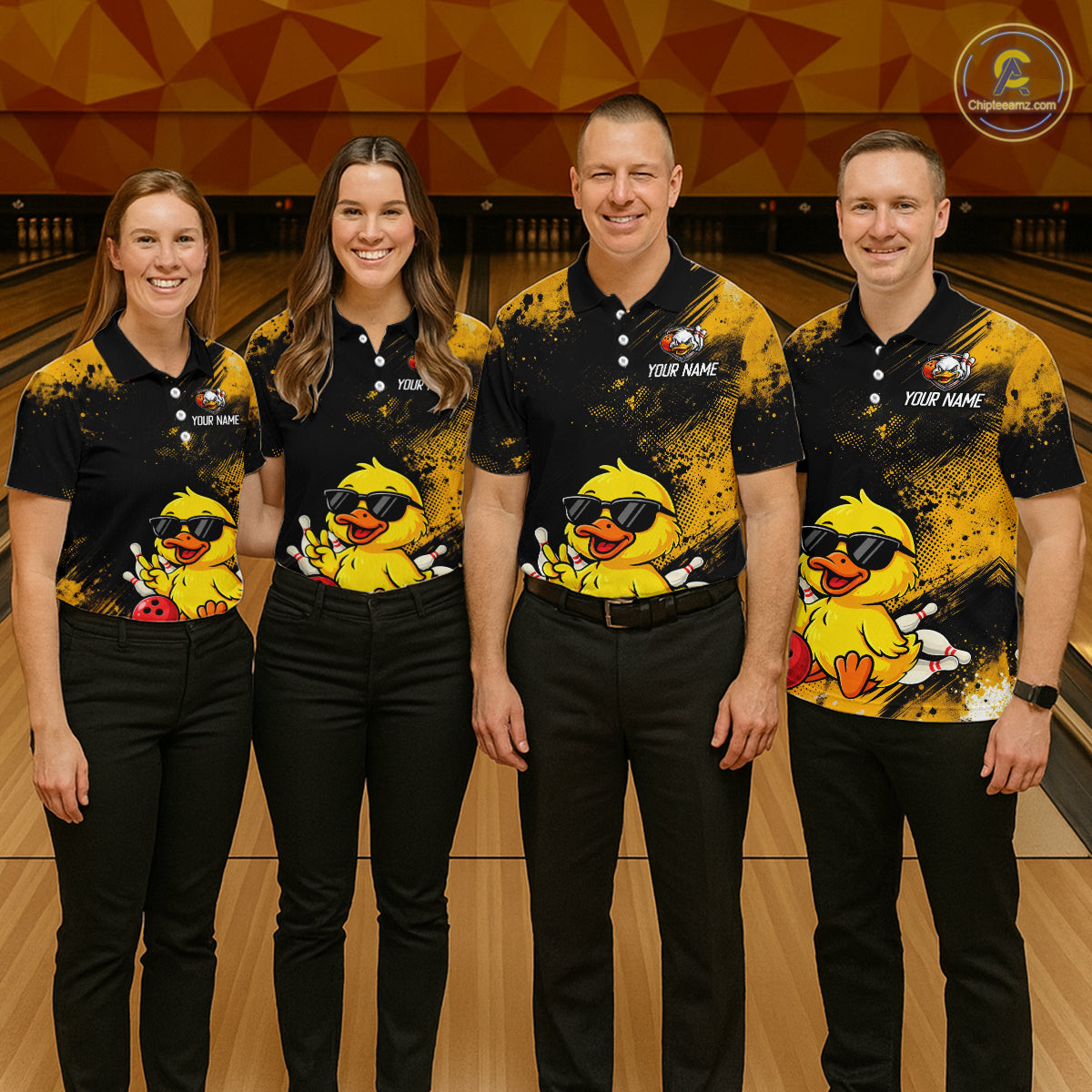 Funny Yellow Duck Custom Bowling Team for Bowler Bowling Jerseys for Men Bowling League HNT564