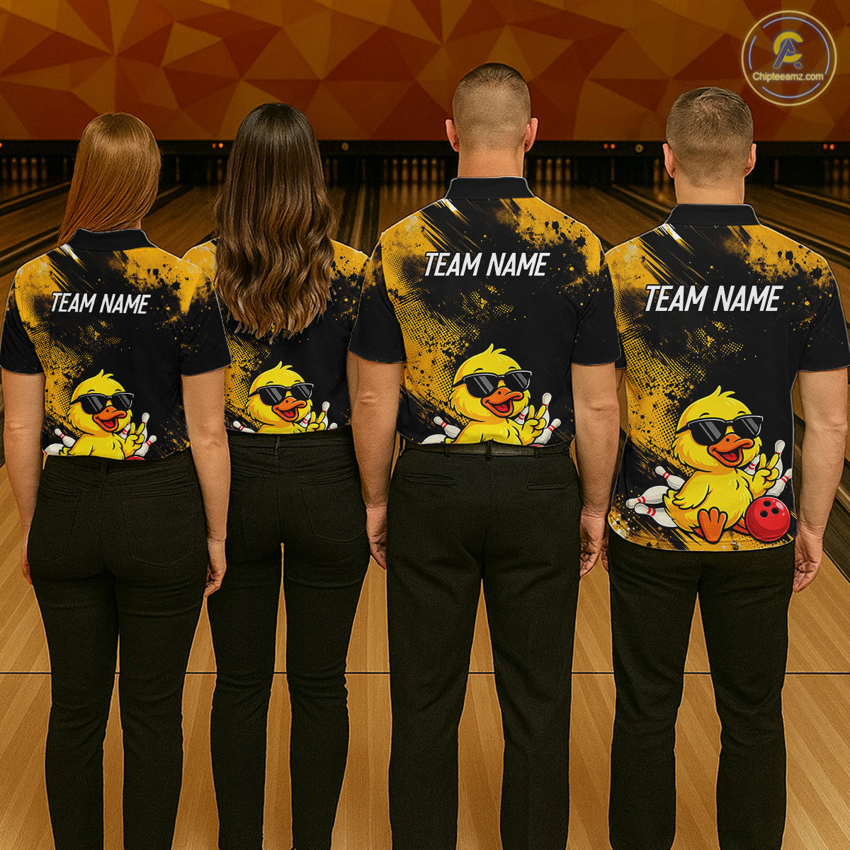 Funny Yellow Duck Custom Bowling Team for Bowler Bowling Jerseys for Men Bowling League HNT564