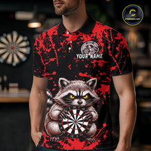 Load image into Gallery viewer, Custom Red Raccoon Funny Dart Shirt Dart Team Jersey for Men Dartboard Polo &amp; 1/4 Zip Shirts NNT170