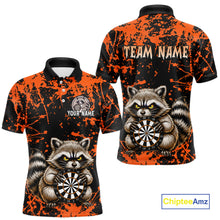 Load image into Gallery viewer, Custom Orange Raccoon Funny Dart Shirt Dart Team Jersey for Men Dartboard Polo &amp; 1/4 Zip Shirts NNT170