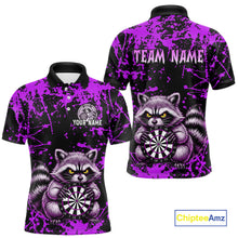 Load image into Gallery viewer, Custom Purple Raccoon Funny Dart Shirt Dart Team Jersey for Men Dartboard Polo &amp; 1/4 Zip Shirts NNT170