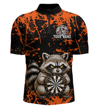 Load image into Gallery viewer, Custom Orange Raccoon Funny Dart Shirt Dart Team Jersey for Men Dartboard Polo &amp; 1/4 Zip Shirts NNT170