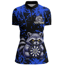 Load image into Gallery viewer, Custom Blue Raccoon Funny Dart Shirt Dart Team Jersey for Women Dartboard Polo &amp; 1/4 Zip Shirts NNT170