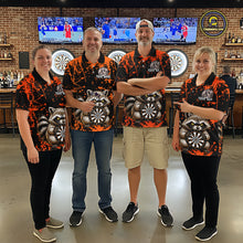 Load image into Gallery viewer, Custom Orange Raccoon Funny Dart Shirt Dart Team Jersey for Men Dartboard Polo &amp; 1/4 Zip Shirts NNT170