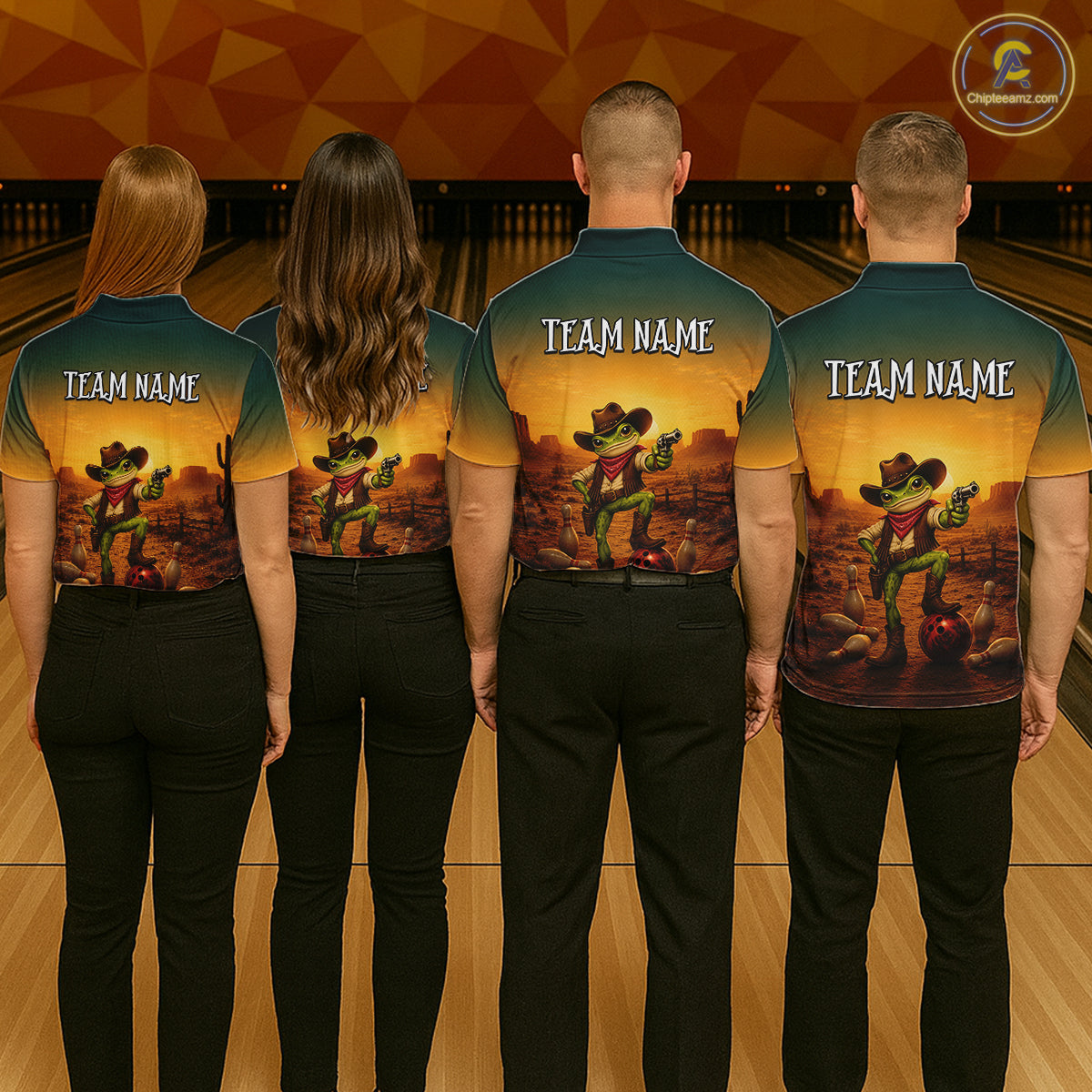 Custom Funny Cowboy with Frog Bowling Team Shirts for Women Bowling Outfit Polo & 1/4 Zip HNT570