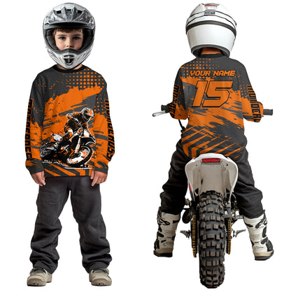 Personalized Orange Motocross Shirts Off-Road Dirt Bike Shirt Kid Men Women UPF30+ DNT16