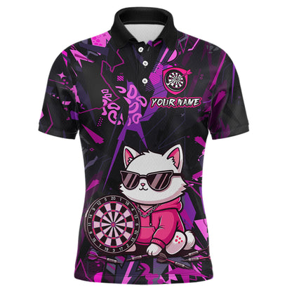 Custom Funny Cat Dart Shirts For Men Dart Board Gifts Darts Team Jerseys Dart League NNT153