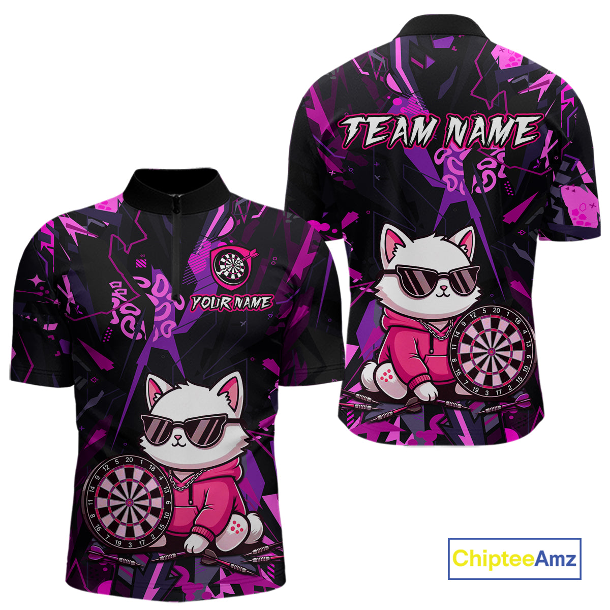 Custom Funny Cat Dart Shirts For Men Dart Board Gifts Darts Team Jerseys Dart League NNT153