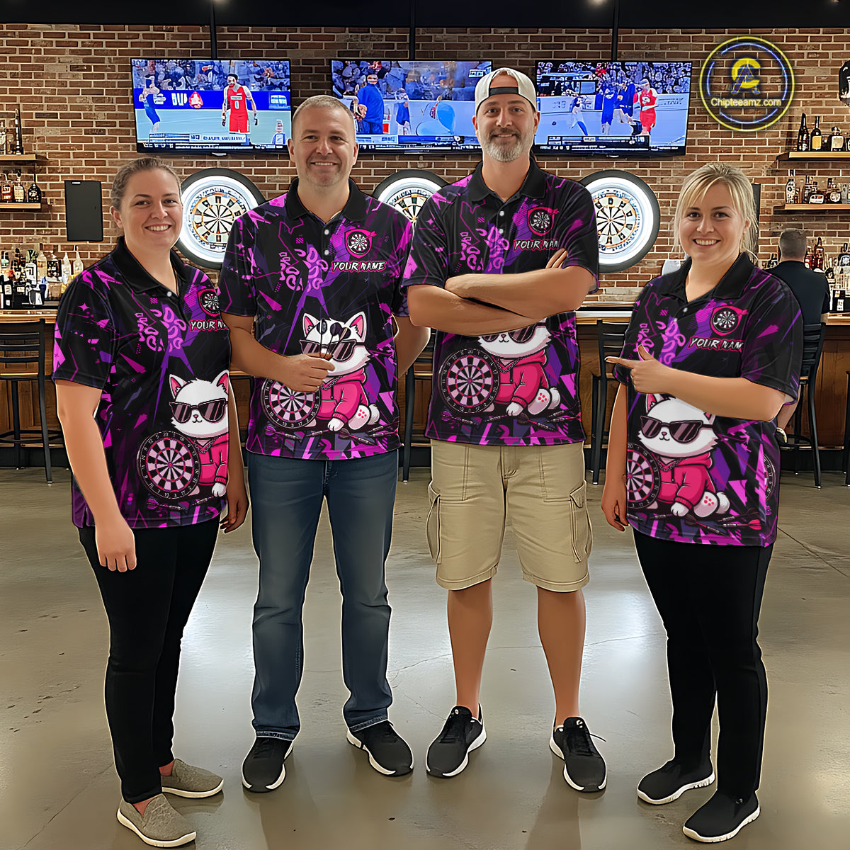 Custom Funny Cat Dart Shirts For Women Dart Board Gifts Darts Team Jerseys Dart League NNT153