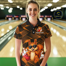 Load image into Gallery viewer, Orange Squirrel Funny Custom Bowling Jersey for Women Bowling Team Shirts Bowling League HNT304