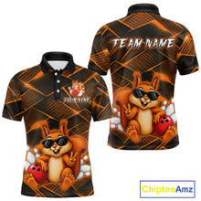 Load image into Gallery viewer, Orange Squirrel Funny Custom Bowling Jersey for Men Bowling Team Shirts Bowling League HNT304