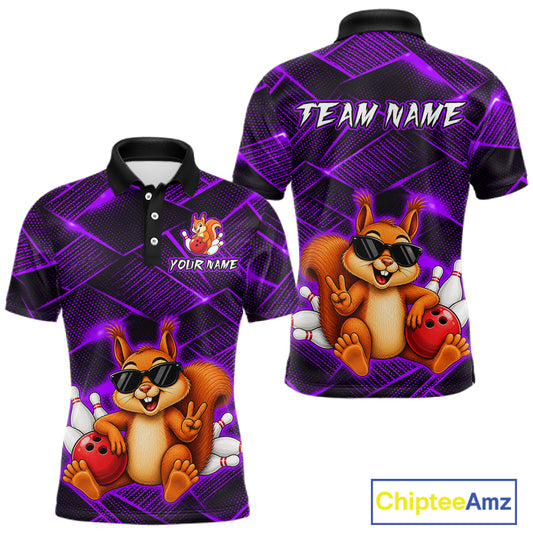 Purple Squirrel Funny Custom Bowling Jersey for Men Bowling Team Shirts Bowling League HNT304
