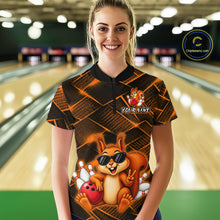 Load image into Gallery viewer, Orange Squirrel Funny Custom Bowling Jersey for Women Bowling Team Shirts Bowling League HNT304