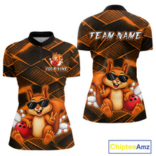 Load image into Gallery viewer, Orange Squirrel Funny Custom Bowling Jersey for Women Bowling Team Shirts Bowling League HNT304