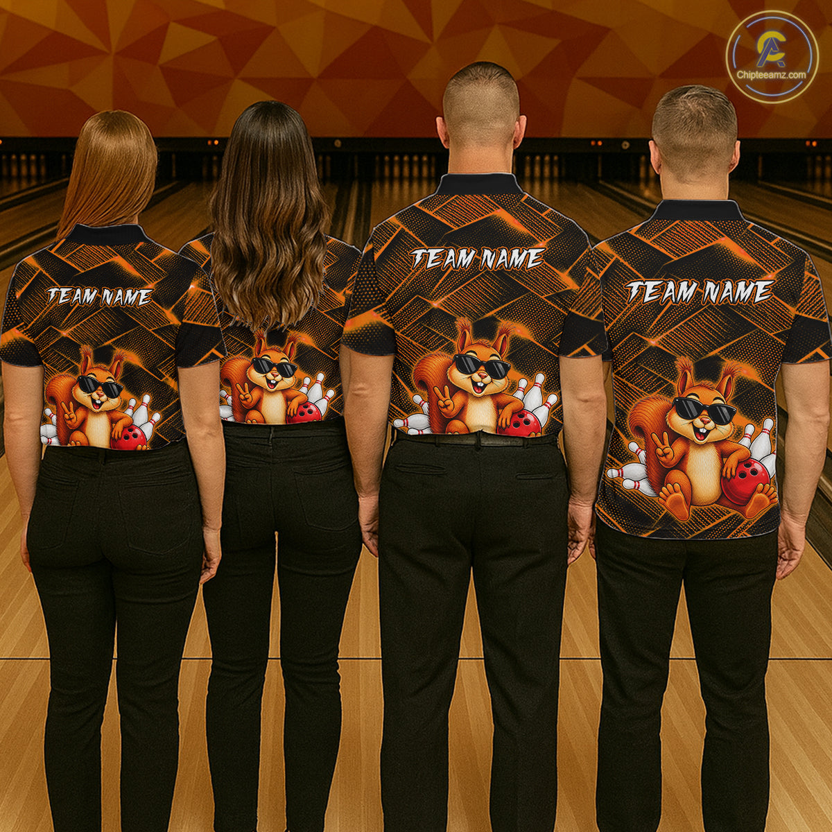 Orange Squirrel Funny Custom Bowling Jersey for Women Bowling Team Shirts Bowling League HNT304