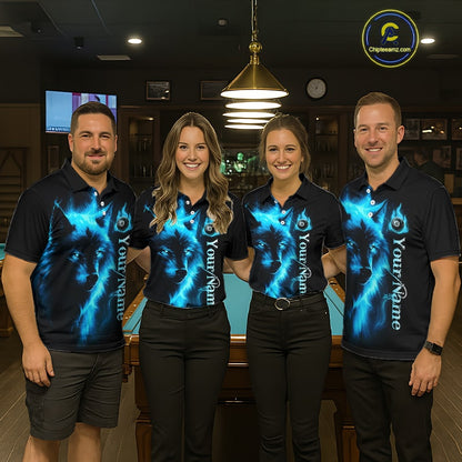 Custom Wolf 8 Ball Billiard Shirts for Men Billiard Team Shirts Billiard League Polo & 1/4 Zip NNT97