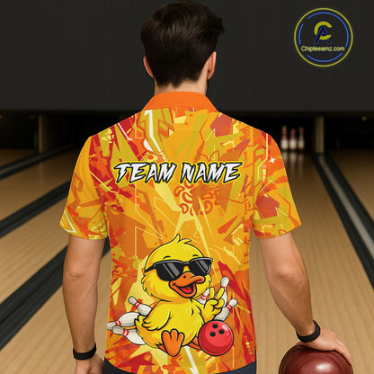 Custom Yellow Duck Hawaiian Bowling Jersey for Men Women Bowling Team Shirts Bowling League HNT236