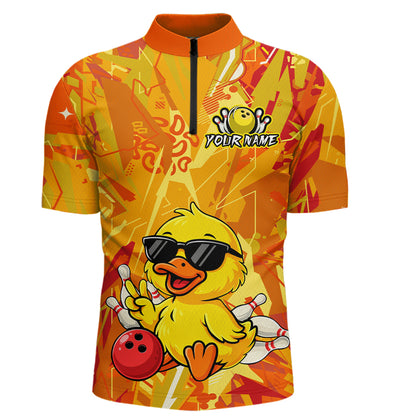 Custom Yellow Funny Duck Bowling Jersey for Men Bowling Uniform Polo & 1/4 Zip Bowling Team Shirts HNT236