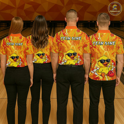 Custom Yellow Funny Duck Bowling Jersey for Women Bowling Uniform Polo & 1/4 Zip Bowling Team Shirts HNT236