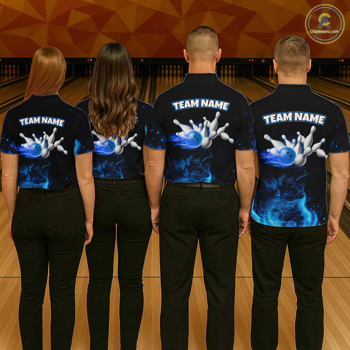 Black And Blue Flame Grim Reaper Custom Skull Bowling Shirts for Men Bowling Team Jerseys HNT645