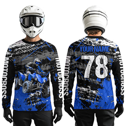 Custom Blue Off-Road Quad Bike Shirt Youth ATV Motocross Shirts Kid Men Women UPF30+ DNT78