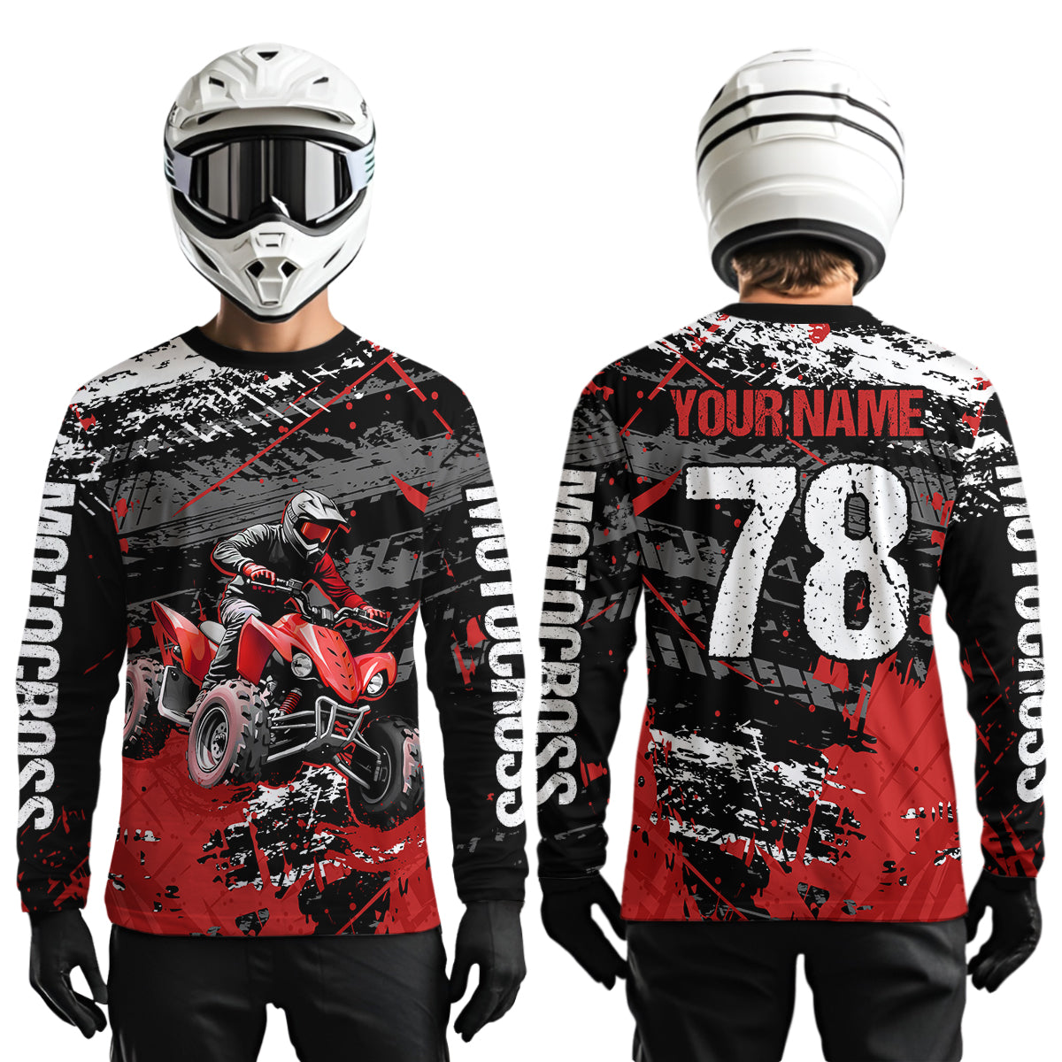 Custom Red Off-Road Quad Bike Shirt Youth ATV Motocross Shirts Kid Men Women UPF30+ DNT78