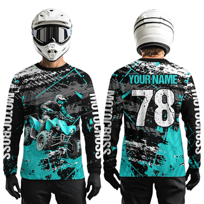Custom Turquoise Off-Road Quad Bike Shirt Youth ATV Motocross Shirts Kid Men Women UPF30+ DNT78