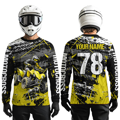 Custom Yellow Off-Road Quad Bike Shirt Youth ATV Motocross Shirts Kid Men Women UPF30+ DNT78