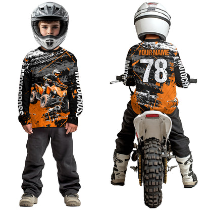 Custom Orange ATV Motocross Shirts Kid Adult Motocross Off-Road Quad Bike Shirt UPF30+ DNT62
