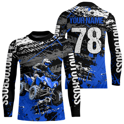 Custom Blue ATV Motocross Shirts Kid Adult Motocross Off-Road Quad Bike Shirt UPF30+ DNT62