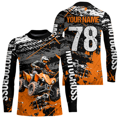 Custom Orange ATV Motocross Shirts Kid Adult Motocross Off-Road Quad Bike Shirt UPF30+ DNT62