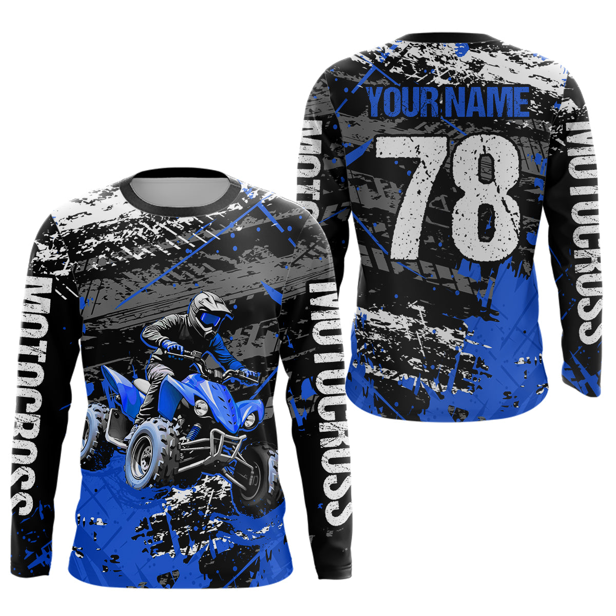 Custom Blue ATV Motocross Shirts Kid Adult Motocross Off-Road Quad Bike Shirt UPF30+ DNT62