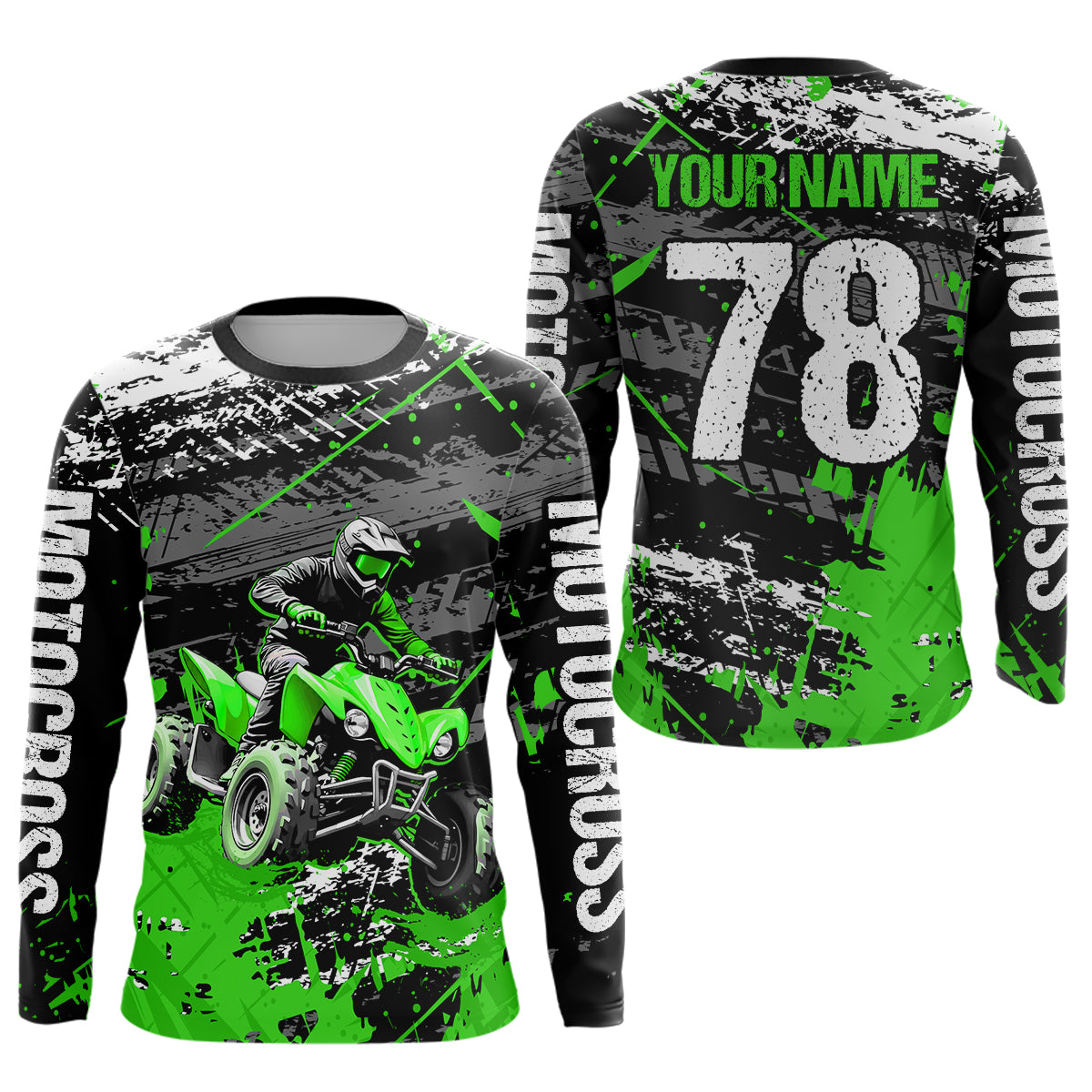 Custom Green Off-Road Quad Bike Shirt Youth ATV Motocross Shirts Kid Men Women UPF30+ DNT78