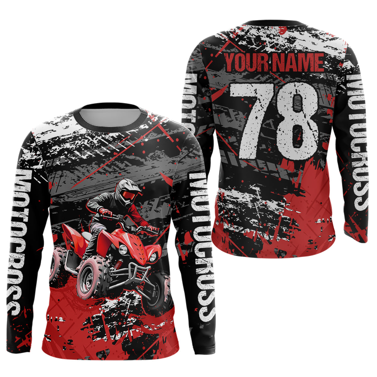 Custom Red Off-Road Quad Bike Shirt Youth ATV Motocross Shirts Kid Men Women UPF30+ DNT78