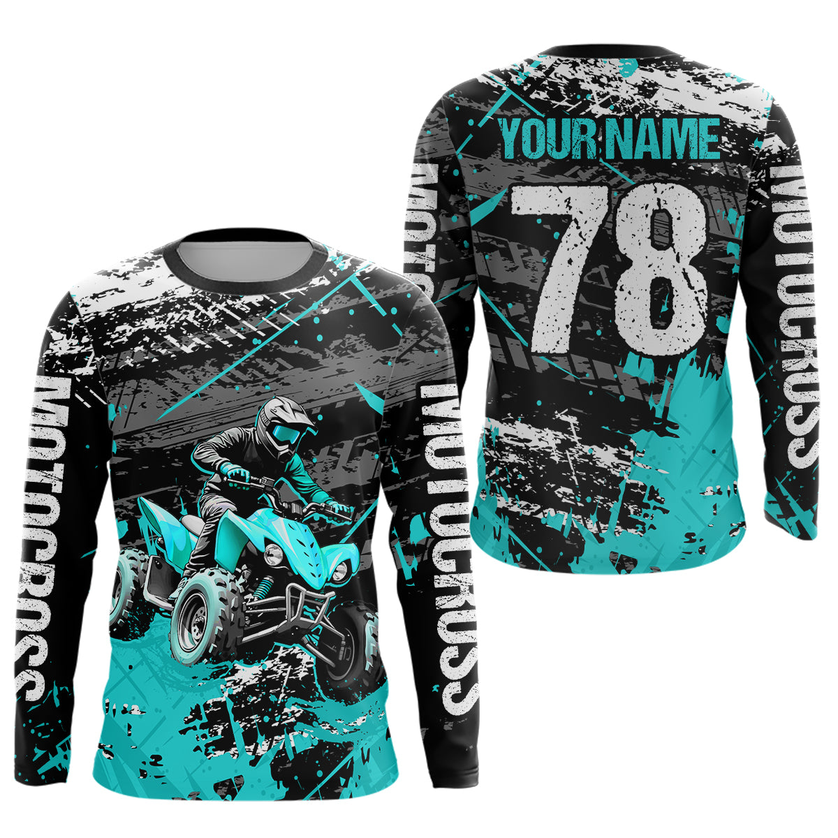 Custom Turquoise Off-Road Quad Bike Shirt Youth ATV Motocross Shirts Kid Men Women UPF30+ DNT78