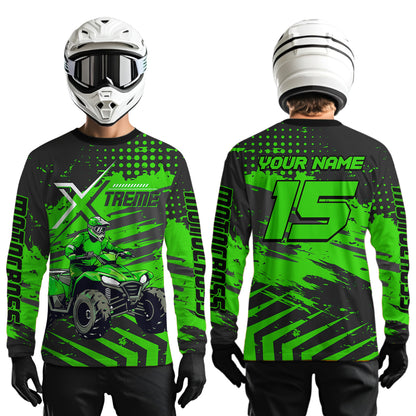 Custom Green Off-Road Quad Bike Shirt Extreme ATV Motocross Shirts Kid Men Women UPF30+ DNT79