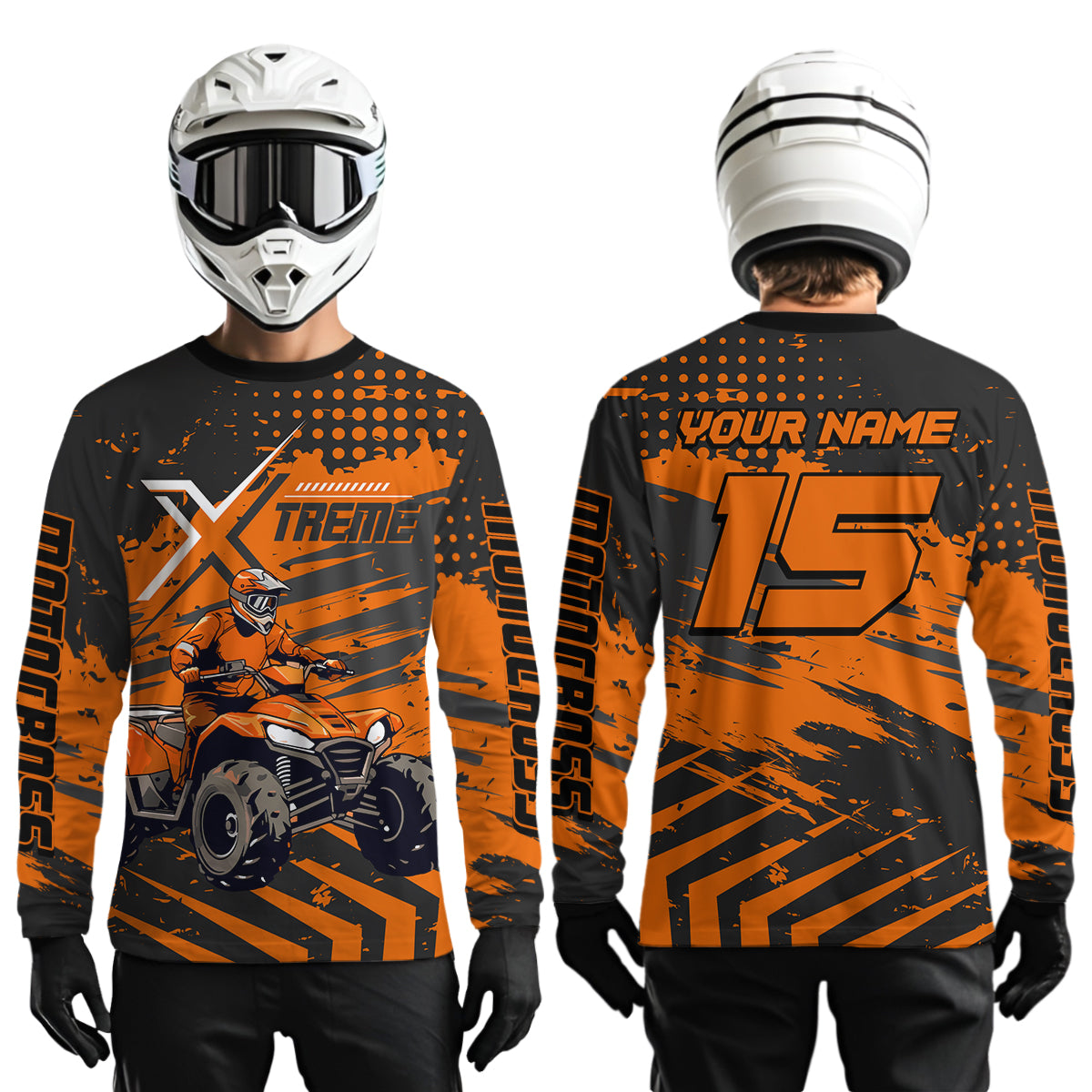 Custom Orange Off-Road Quad Bike Shirt Extreme ATV Motocross Shirts Kid Men Women UPF30+ DNT79