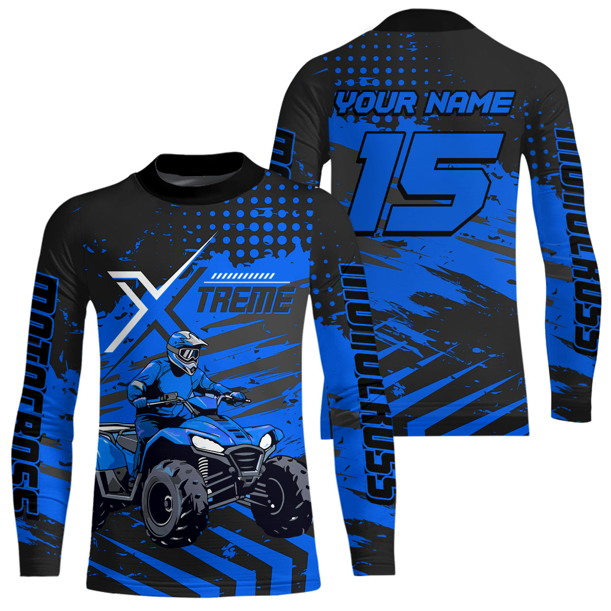 Custom Blue Off-Road Quad Bike Shirt Extreme ATV Motocross Shirts Kid Men Women UPF30+ DNT79