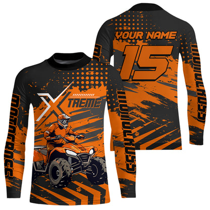 Custom Orange Off-Road Quad Bike Shirt Extreme ATV Motocross Shirts Kid Men Women UPF30+ DNT79